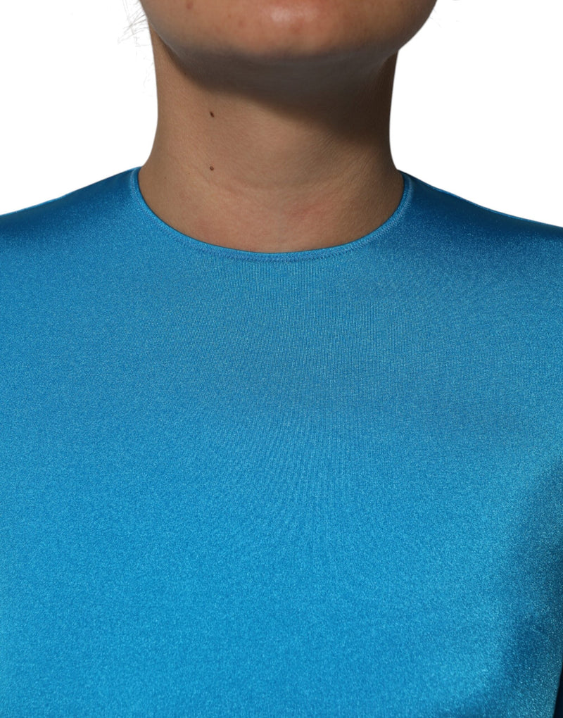 Blue Nylon Crew Neck Bodycon Jumpsuit Dress Dolce & Gabbana