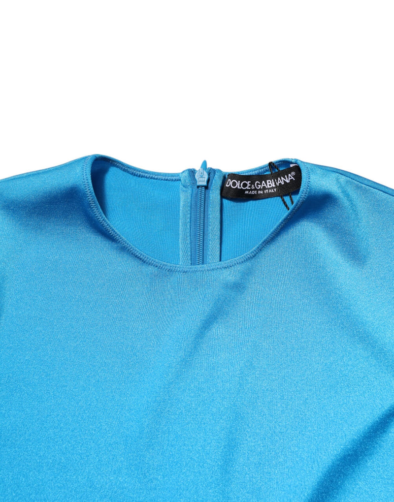 Blue Nylon Crew Neck Bodycon Jumpsuit Dress Dolce & Gabbana