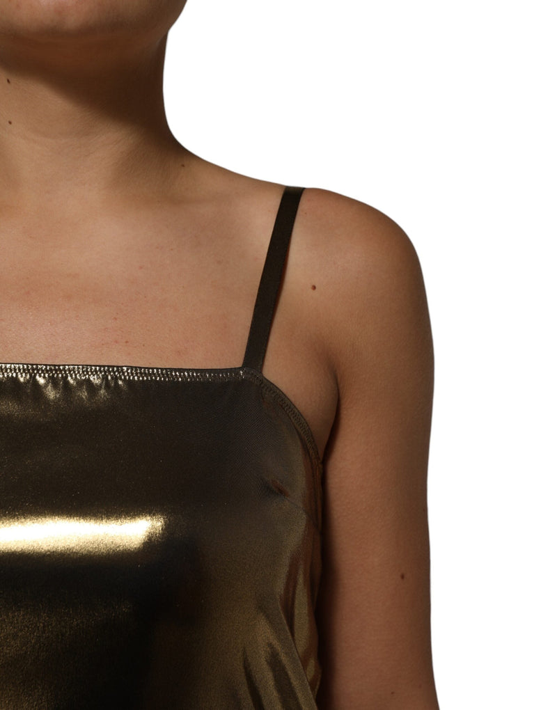 Metallic Gold Sleeveless A-line Mini Dress Dolce & Gabbana