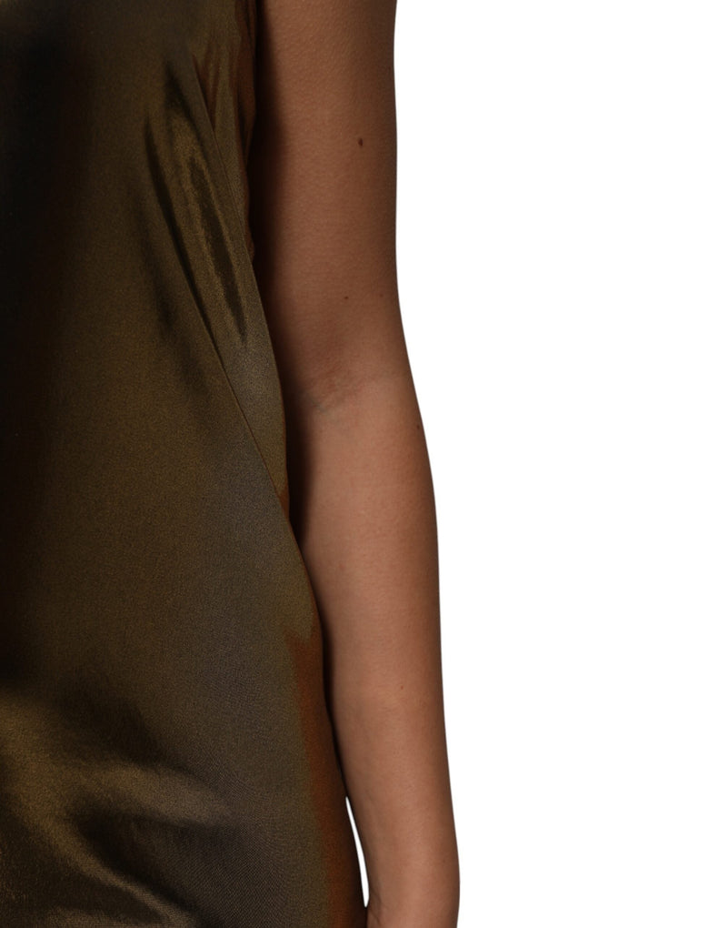 Metallic Gold Sleeveless A-line Mini Dress Dolce & Gabbana