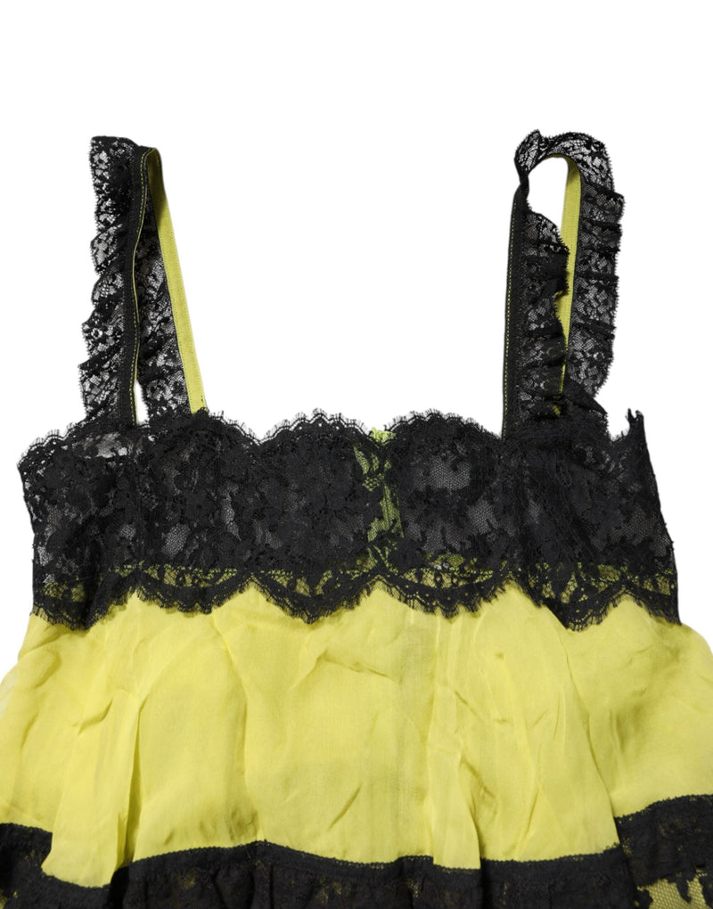 Yellow Black Babydoll Chemise Lingerie Dress Dolce & Gabbana