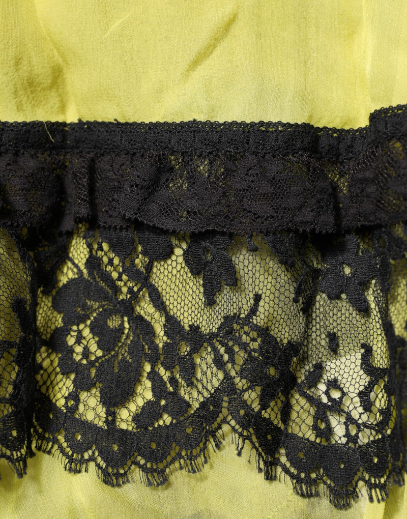 Yellow Black Babydoll Chemise Lingerie Dress Dolce & Gabbana