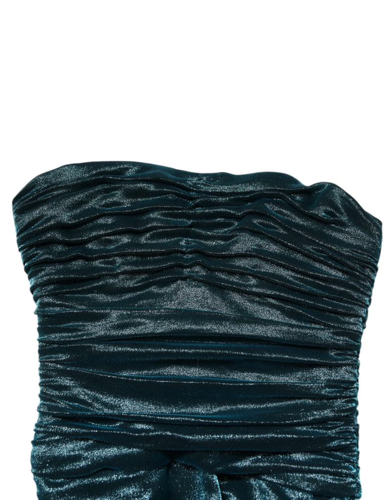 Green Silk Satin Fitted Strapless Dress Dolce & Gabbana