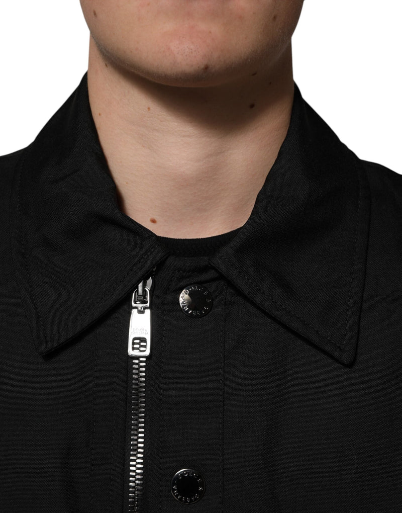 Black Patch Pocket Full Zip Bomber Jacket Dolce & Gabbana
