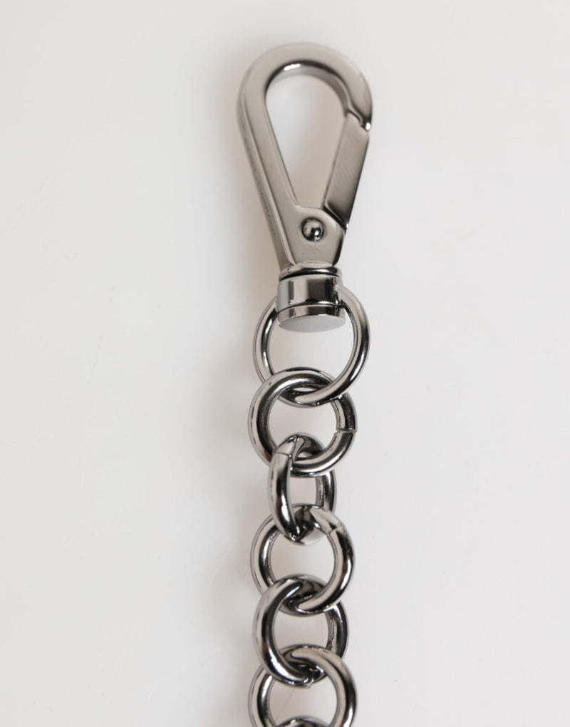 Black White DG Rubber Logo Silver Men Keychain Keyring Dolce & Gabbana