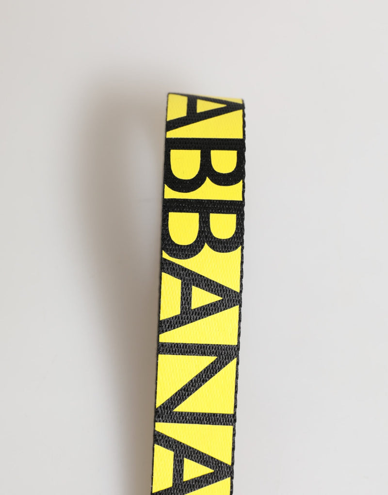 Yellow Logo Nylon Silver Brass Holder Keychain Keyring Dolce & Gabbana