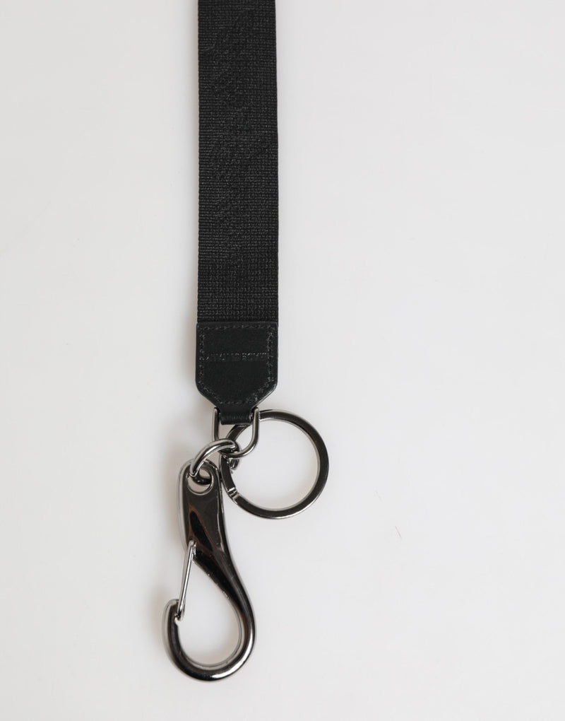 Black Yellow Polyester DG Logo Silver Keychain Keyring Dolce & Gabbana