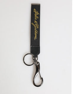 Black Yellow Polyester DG Logo Silver Keychain Keyring Dolce & Gabbana
