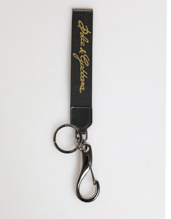 Black Yellow Polyester DG Logo Silver Keychain Keyring Dolce & Gabbana