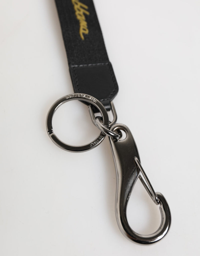 Black Yellow Polyester DG Logo Silver Keychain Keyring Dolce & Gabbana