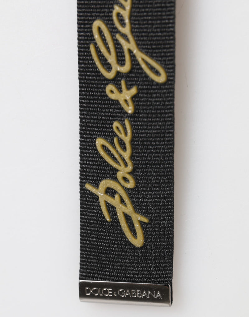 Black Yellow Polyester DG Logo Silver Keychain Keyring Dolce & Gabbana
