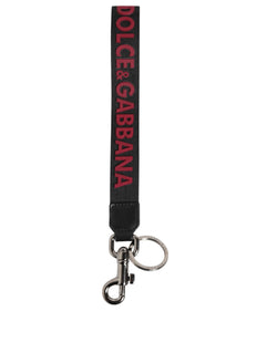 Black Red DG Logo Polyester Silver Men Keychain Keyring Dolce & Gabbana