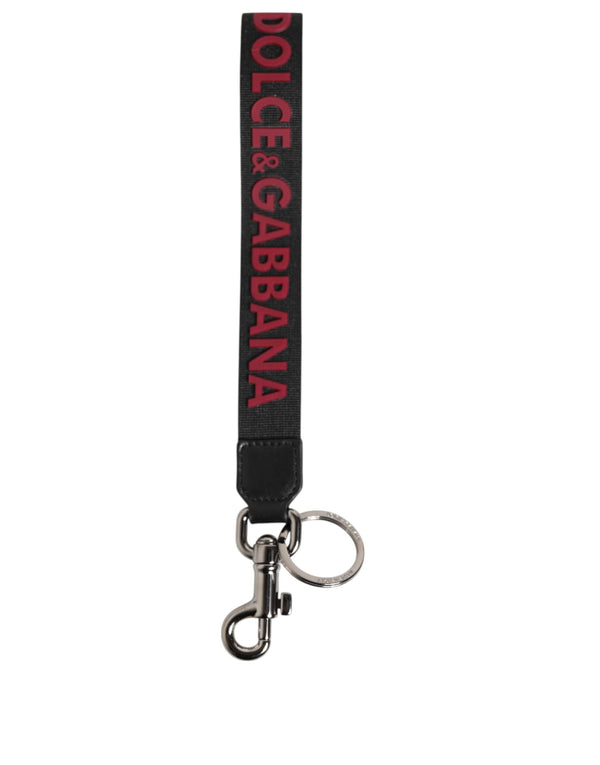 Black Red DG Logo Polyester Silver Men Keychain Keyring Dolce & Gabbana