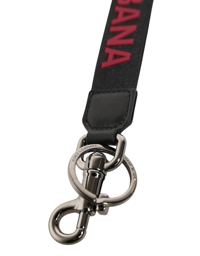Black Red DG Logo Polyester Silver Men Keychain Keyring Dolce & Gabbana