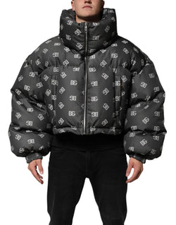 Black DG Monogram Full Zip Puffer Men Jacket Dolce & Gabbana