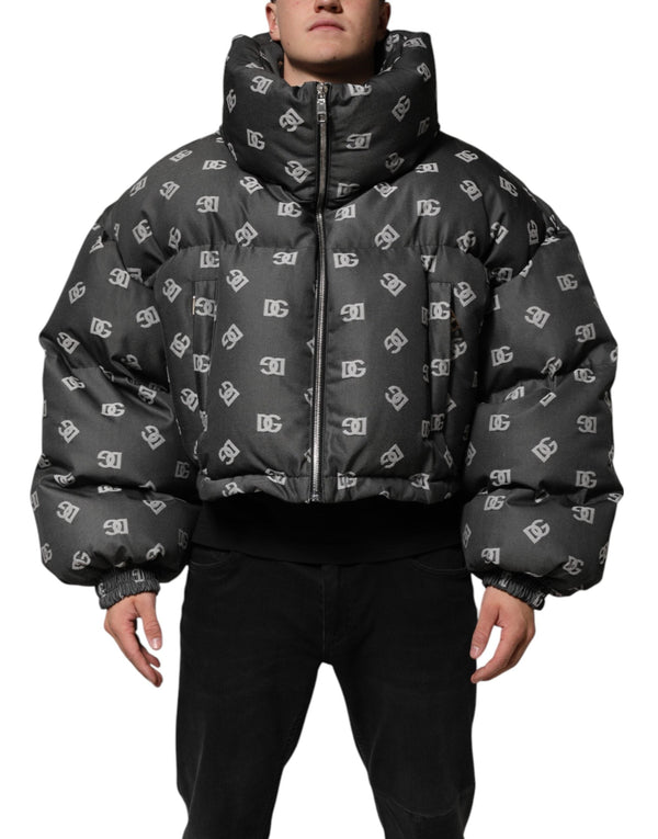 Black DG Monogram Full Zip Puffer Men Jacket Dolce & Gabbana
