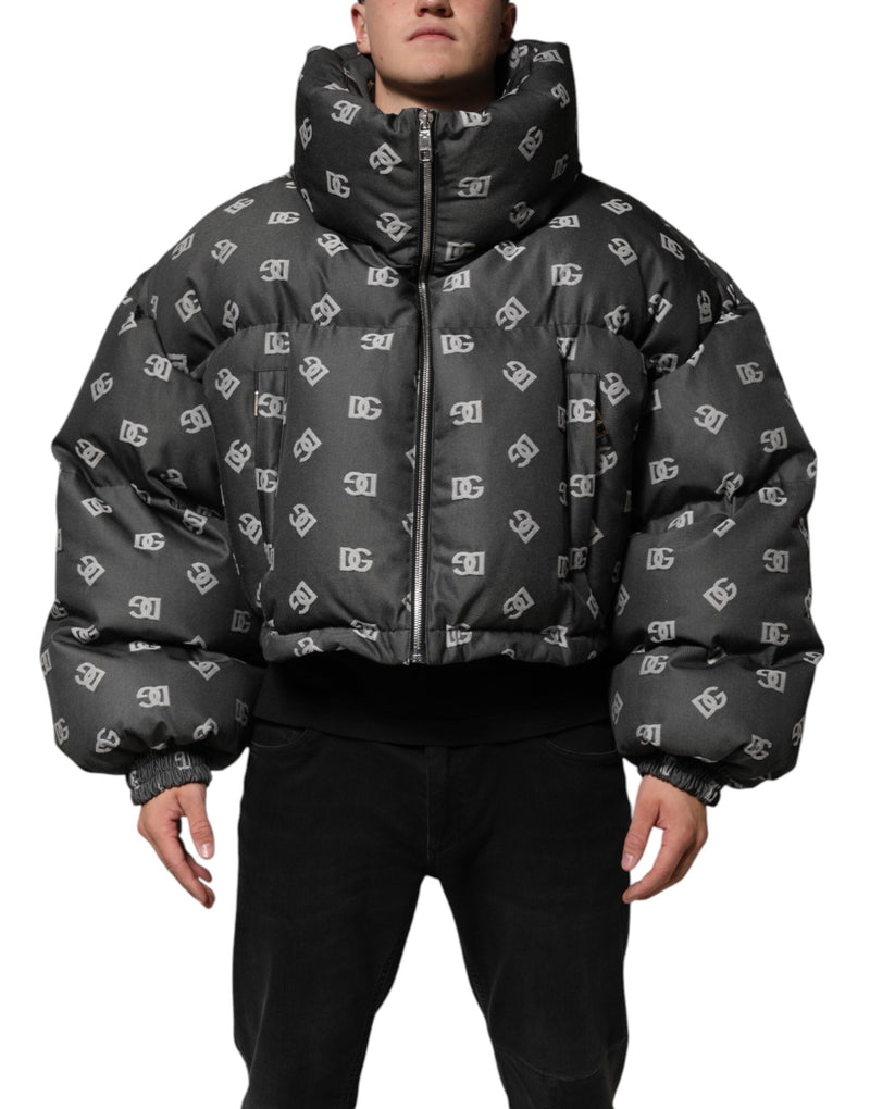 Black DG Monogram Full Zip Puffer Men Jacket Dolce & Gabbana