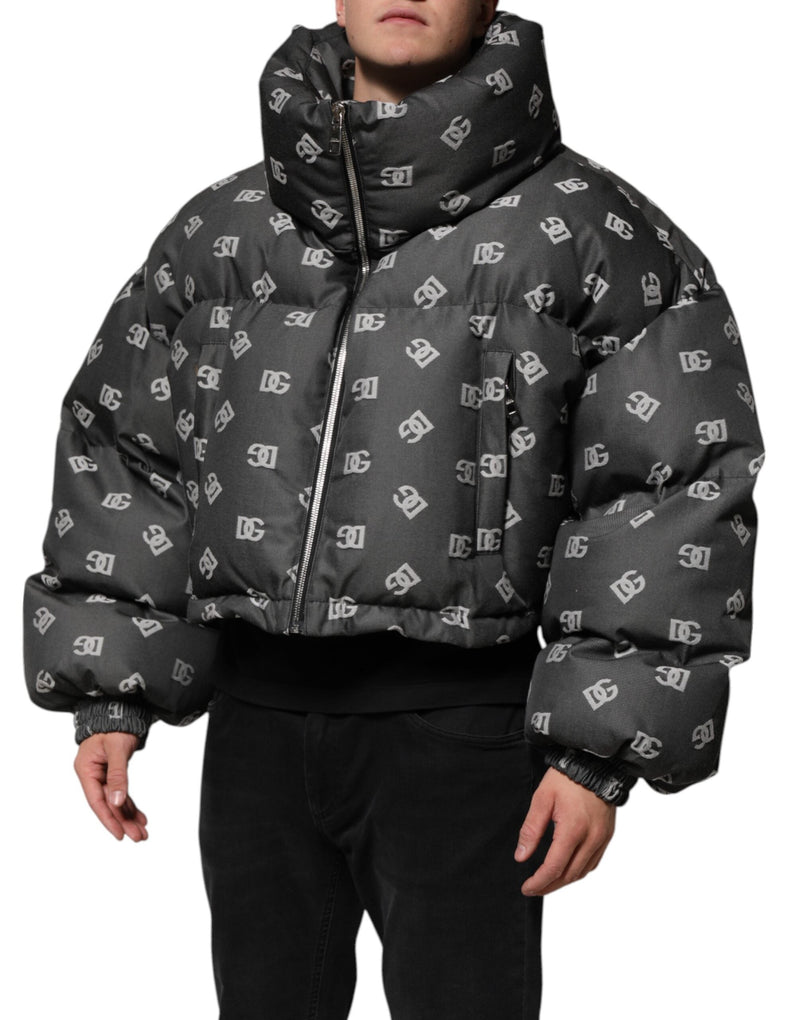 Black DG Monogram Full Zip Puffer Men Jacket Dolce & Gabbana