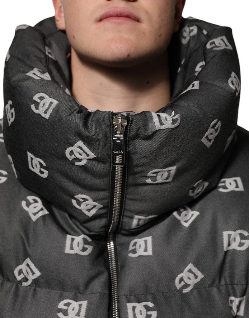 Black DG Monogram Full Zip Puffer Men Jacket Dolce & Gabbana