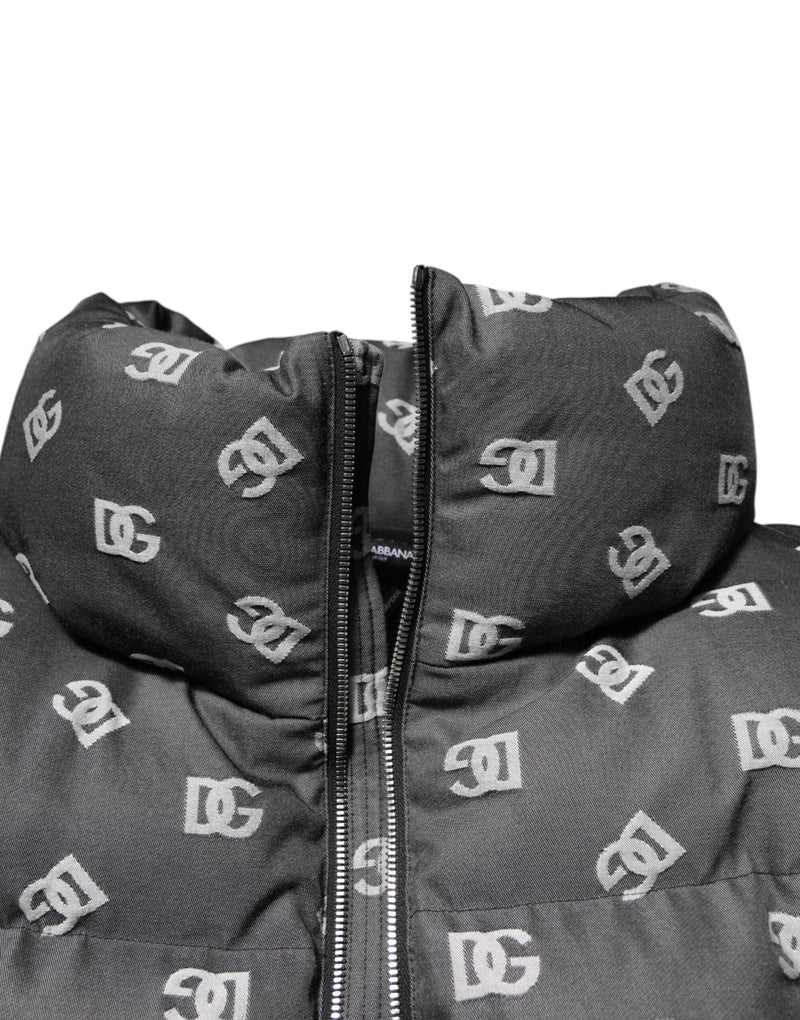Black DG Monogram Full Zip Puffer Men Jacket Dolce & Gabbana