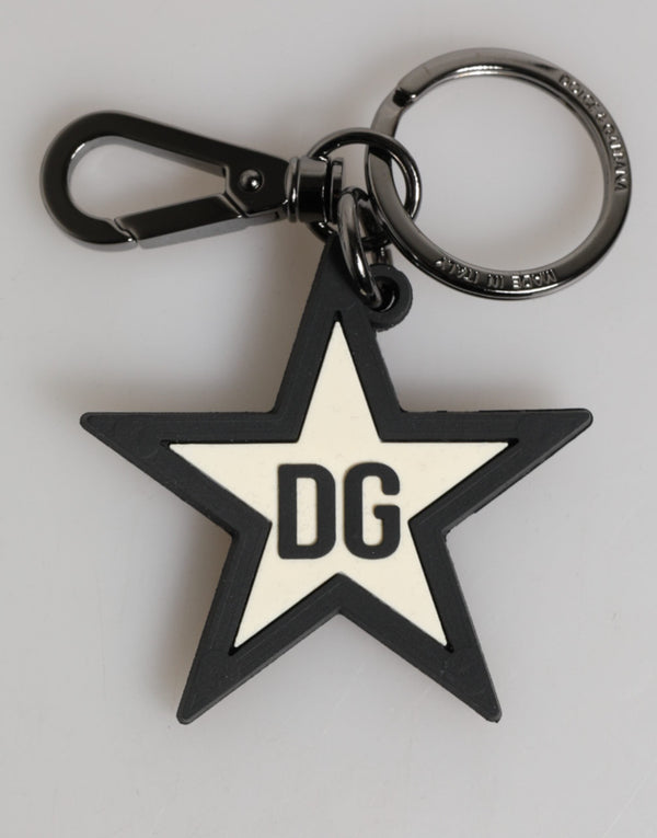 White Black DG Logo Star Rubber Men's Keychain Keyring Dolce & Gabbana