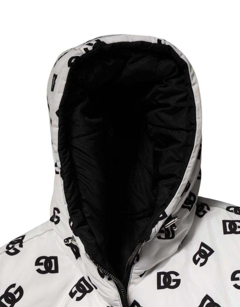 White DG Monogram Hooded Puffer Jacket Dolce & Gabbana