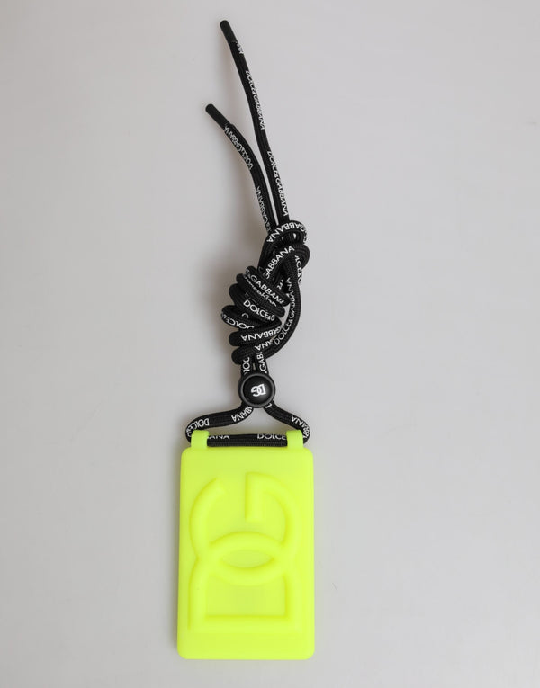 Yellow Green Rubber DG Embossed Adjustable Badge Holder Dolce & Gabbana