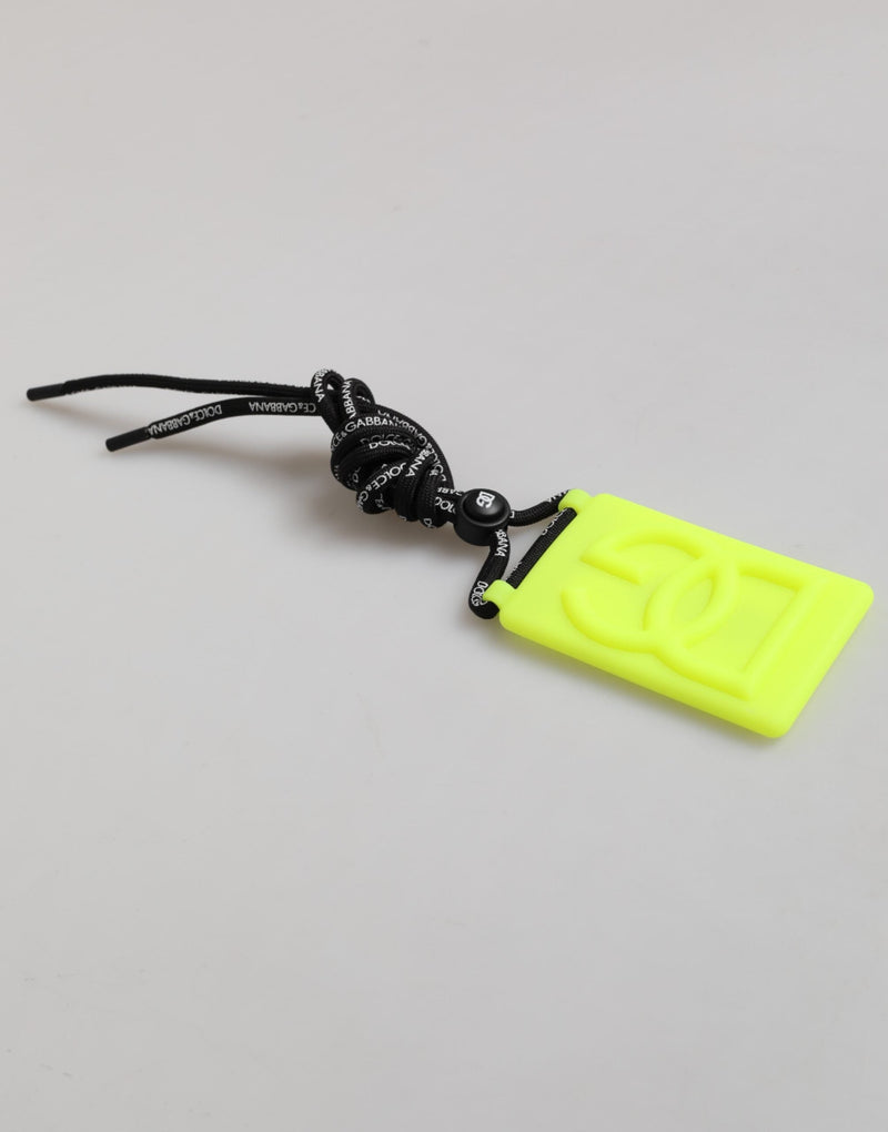 Yellow Green Rubber DG Embossed Adjustable Badge Holder Dolce & Gabbana