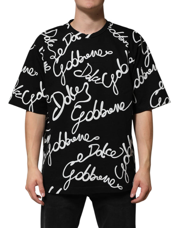 Black Logo Print Cotton Crew Neck T-shirt Dolce & Gabbana