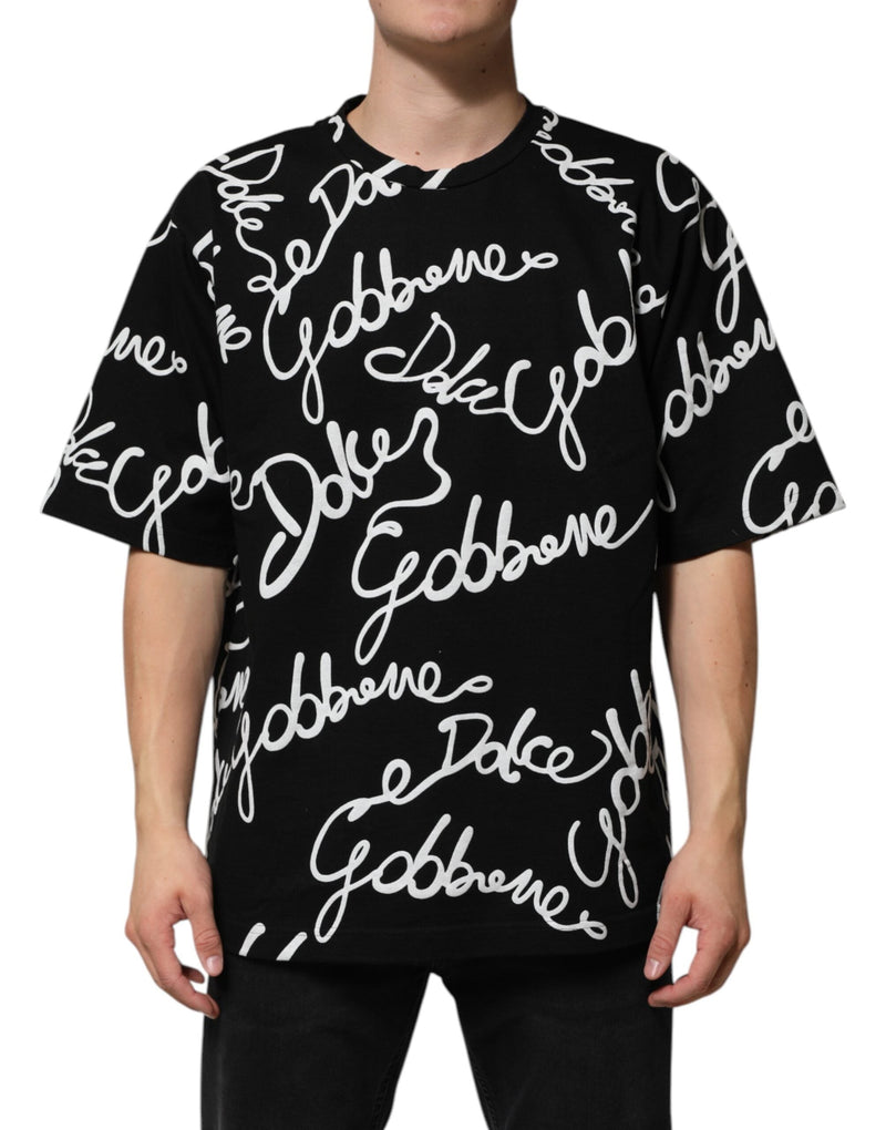 Black Logo Print Cotton Crew Neck T-shirt Dolce & Gabbana