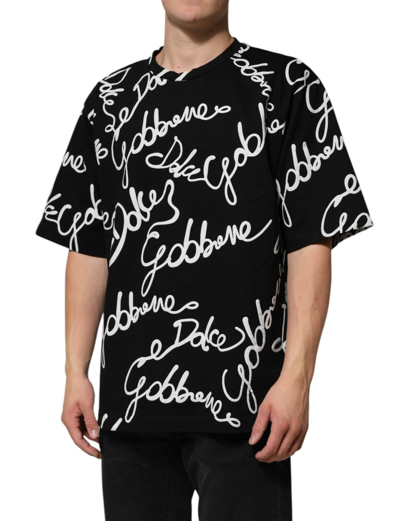 Black Logo Print Cotton Crew Neck T-shirt Dolce & Gabbana