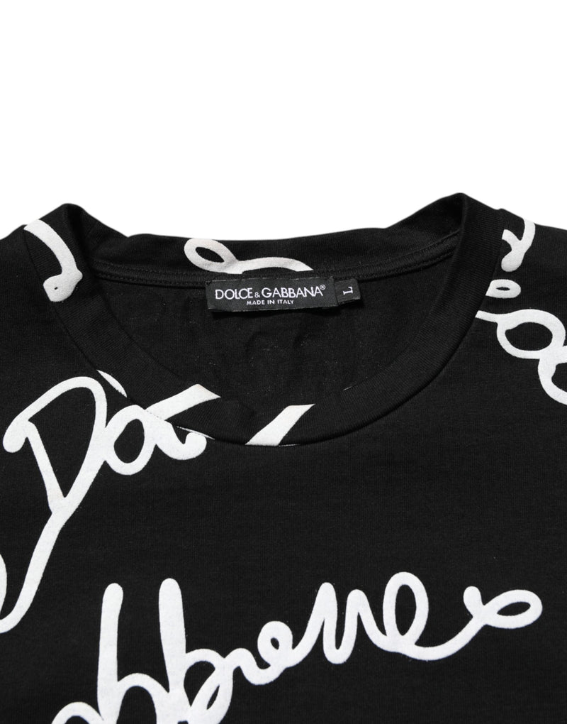 Black Logo Print Cotton Crew Neck T-shirt Dolce & Gabbana
