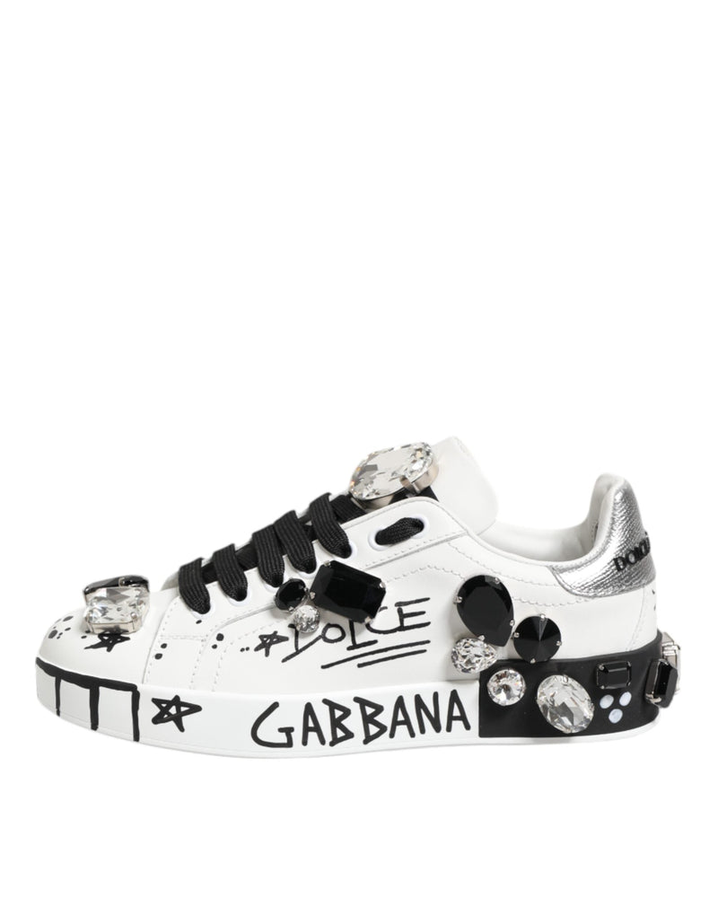 White Portofino Crystal Sneakers  Shoes Dolce & Gabbana