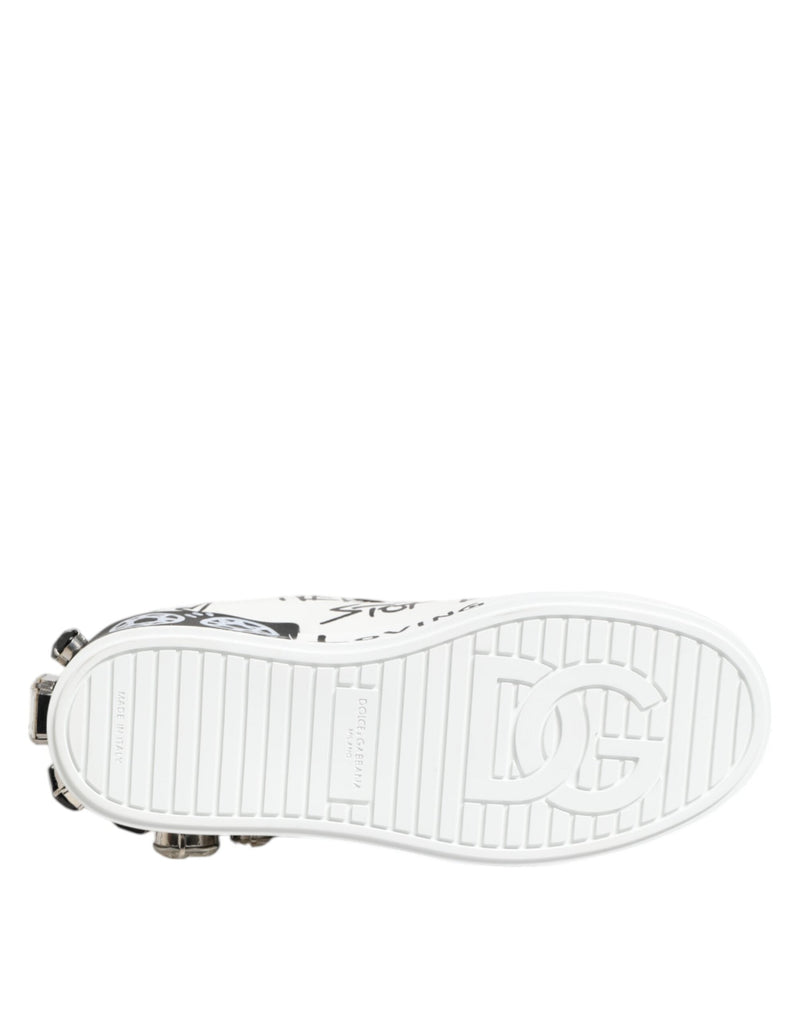 White Portofino Crystal Sneakers  Shoes Dolce & Gabbana