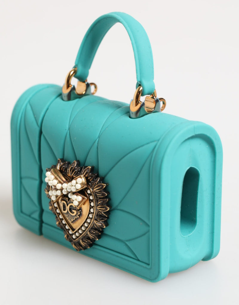 Turquoise Silicone Devotion Heart Cover Bag Airpods Case Dolce & Gabbana