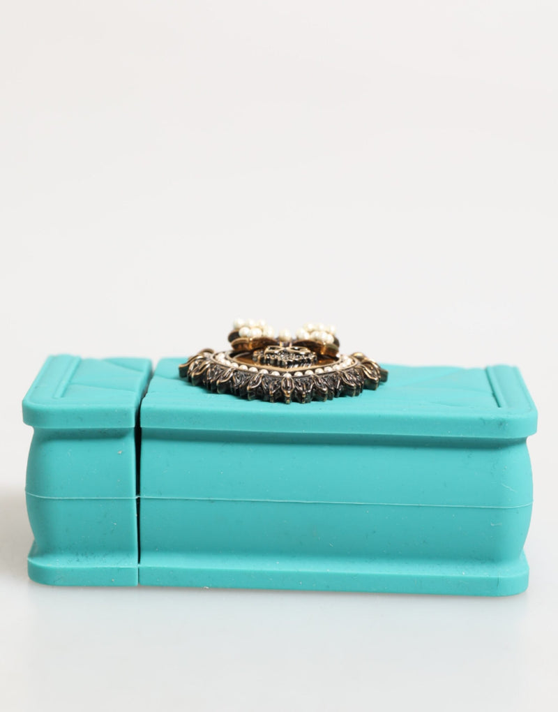 Turquoise Silicone Devotion Heart Cover Bag Airpods Case Dolce & Gabbana