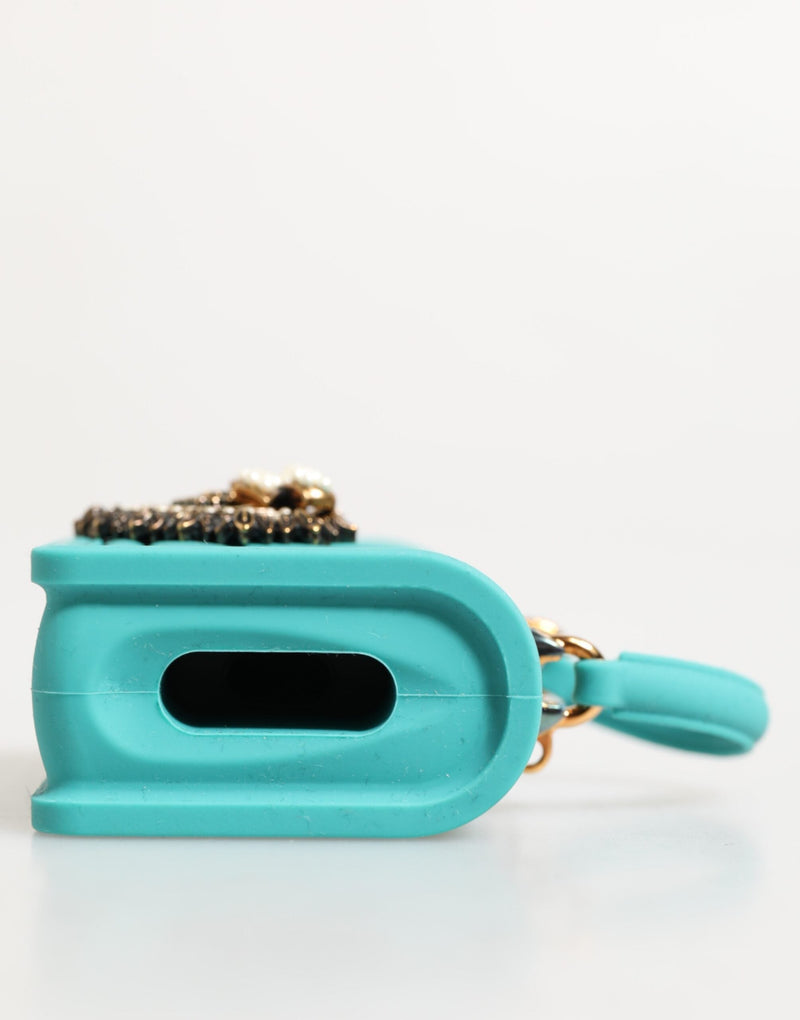 Turquoise Silicone Devotion Heart Cover Bag Airpods Case Dolce & Gabbana