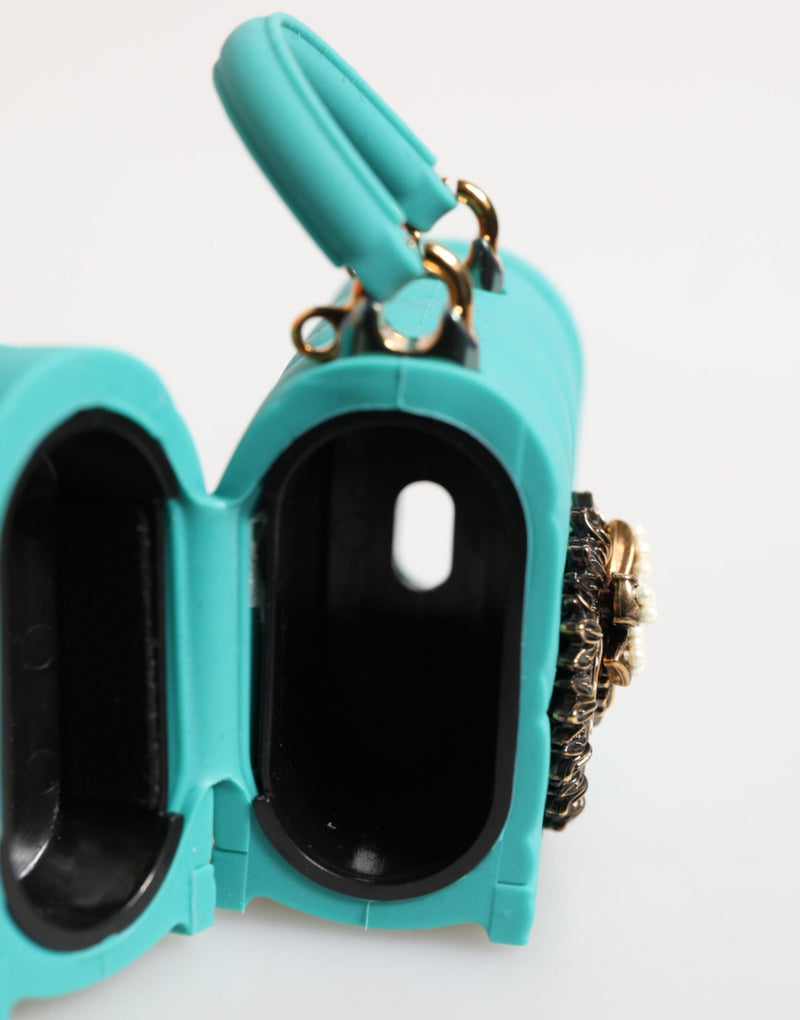 Turquoise Silicone Devotion Heart Cover Bag Airpods Case Dolce & Gabbana