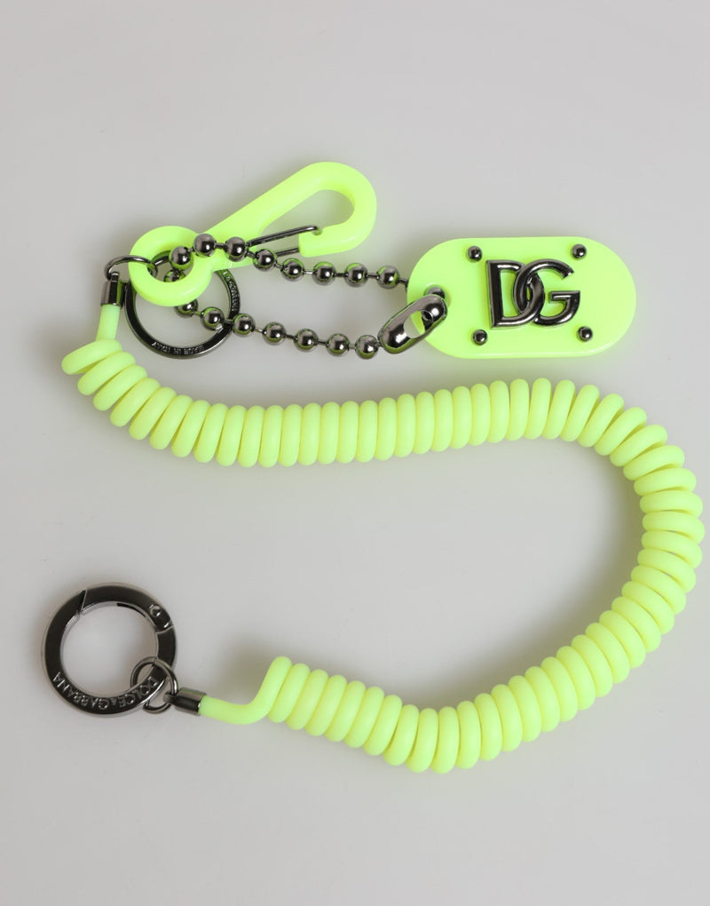 Green Springy Key Holder DG Logo Men's Keychain Keyring Dolce & Gabbana