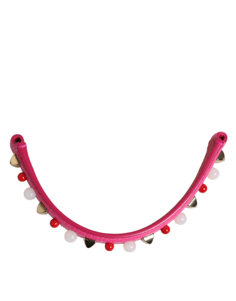 Pink Embellished Leather Bag Handle Women Shoulder Strap Dolce & Gabbana