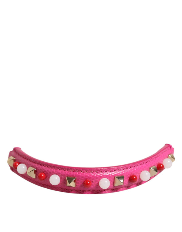 Pink Embellished Leather Bag Handle Women Shoulder Strap Dolce & Gabbana