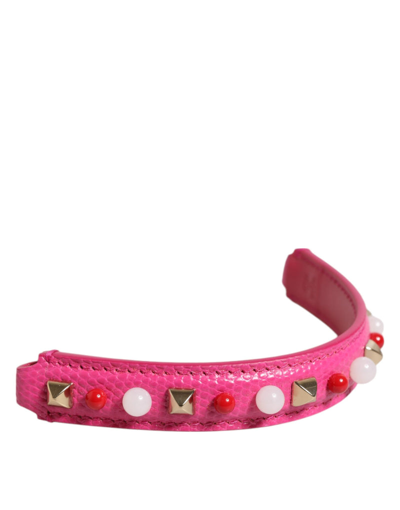 Pink Embellished Leather Bag Handle Women Shoulder Strap Dolce & Gabbana
