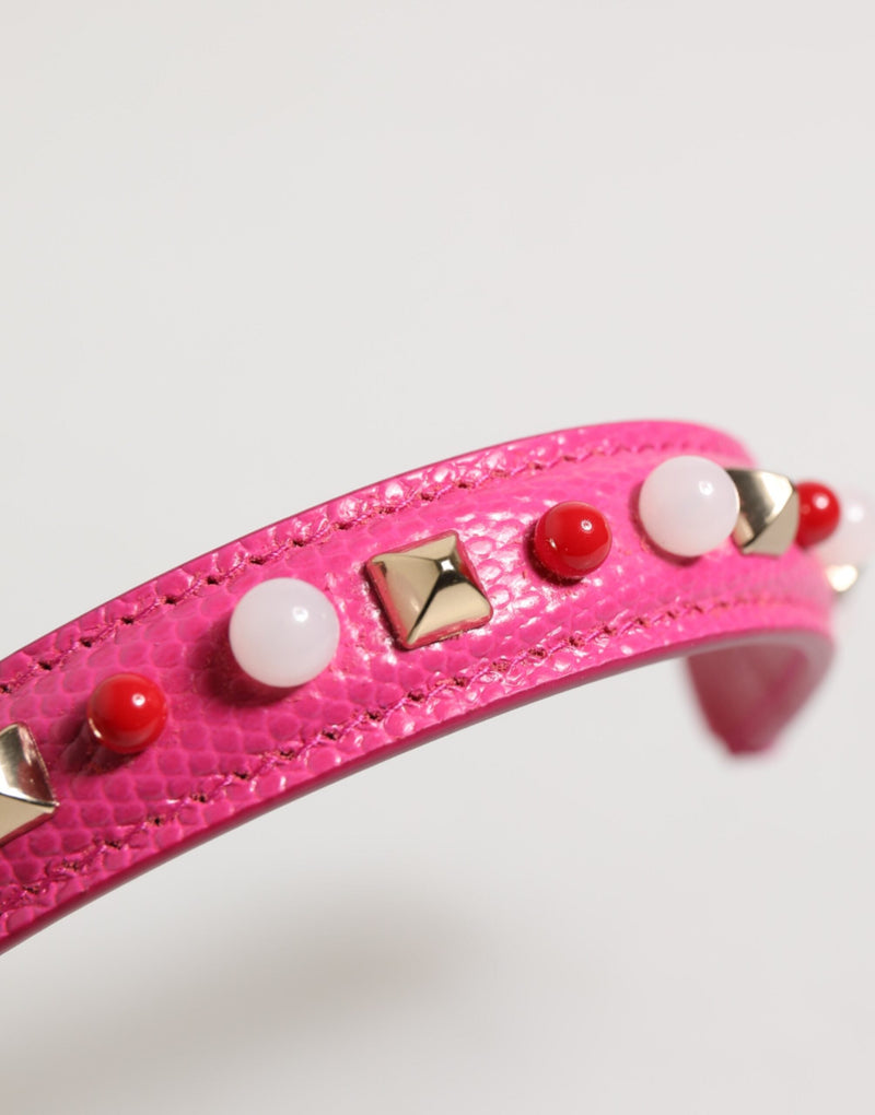 Pink Embellished Leather Bag Handle Women Shoulder Strap Dolce & Gabbana