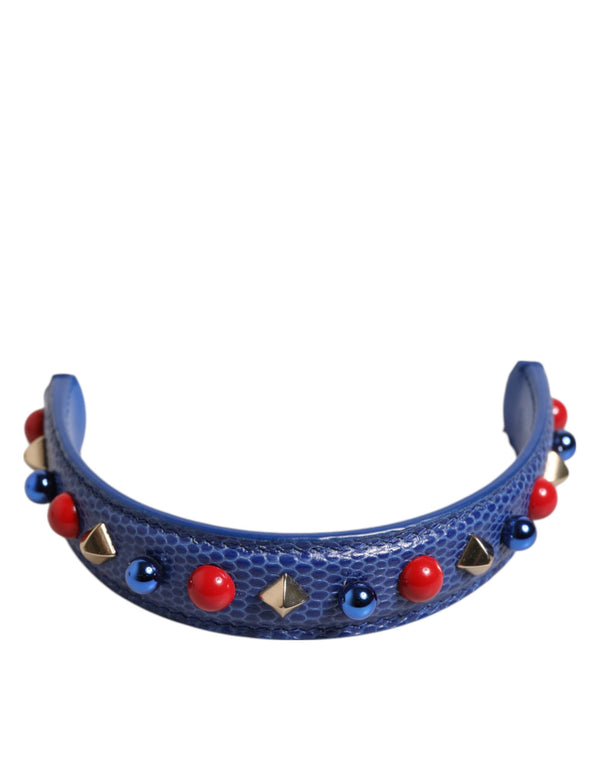 Blue Embellished Leather Bag Handle Women Shoulder Strap Dolce & Gabbana