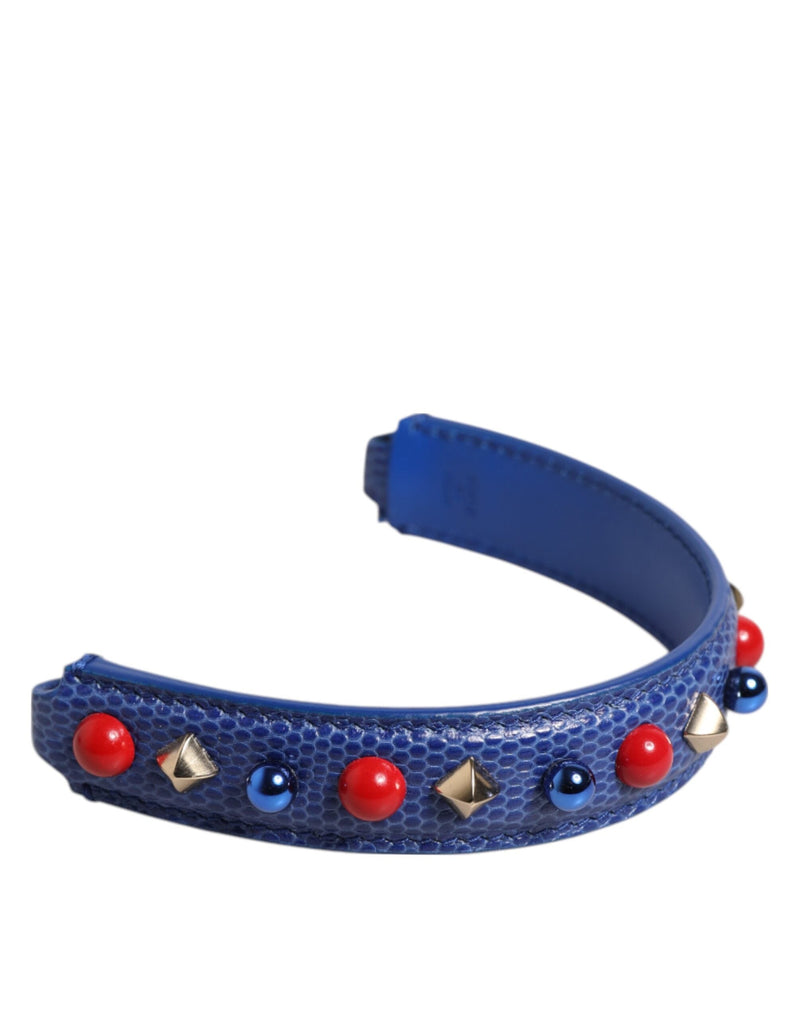 Blue Embellished Leather Bag Handle Women Shoulder Strap Dolce & Gabbana