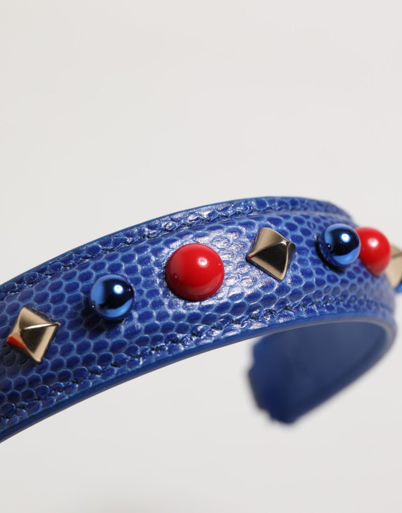 Blue Embellished Leather Bag Handle Women Shoulder Strap Dolce & Gabbana