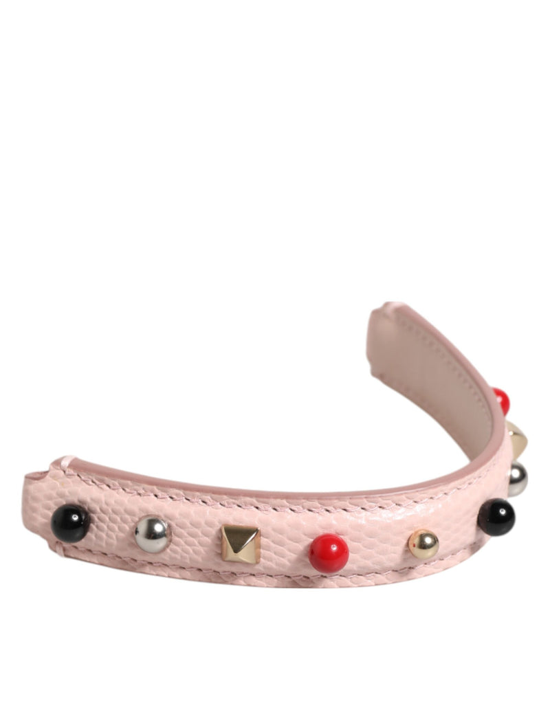 Light Pink Embellished Leather Bag Handle  Shoulder Strap Dolce & Gabbana