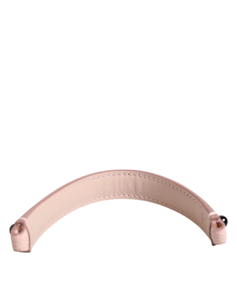 Light Pink Embellished Leather Bag Handle  Shoulder Strap Dolce & Gabbana