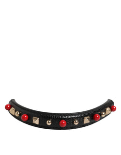 Black Embellished Leather Bag Handle Women Shoulder Strap Dolce & Gabbana