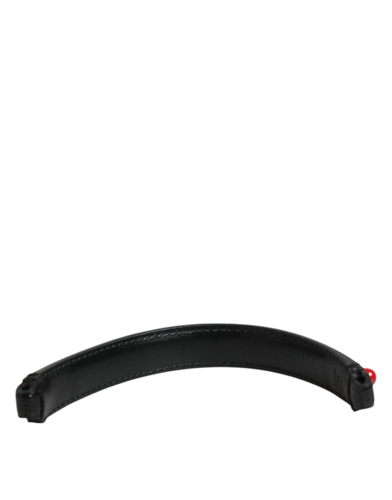 Black Embellished Leather Bag Handle Women Shoulder Strap Dolce & Gabbana